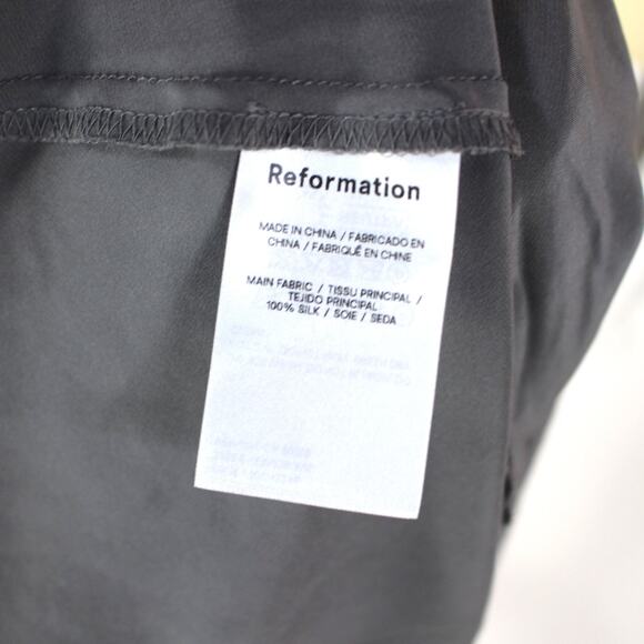 Reformation Casette Shale Gray Silk Dress 8 NEW Cowl Neck Satin Formal Midi - Picture 8 of 8